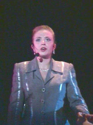 Маша в роли Эвиты в театре "Летучая мышь" в спектакле "Великая Иллюзия"
